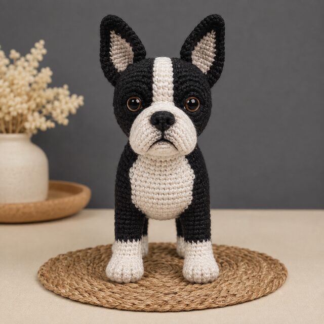 Boston Terrier Crochet Pattern PDF, Boston Terrier Amigurumi Dog Pattern, Tuxedo Puppy Digital Download