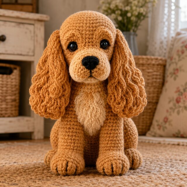 Cocker Spaniel Crochet Pattern PDF, Elegant Dog Amigurumi, Realistic Spaniel Tutorial, Digital Download