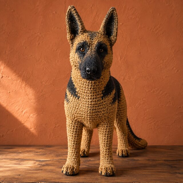 German Shepherd Crochet Pattern PDF, Realistic Shepherd Amigurumi Dog Pattern, Standing Dog Crochet Tutorial, Digital Download