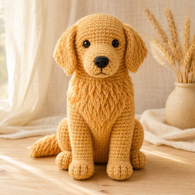 Golden Retriever Crochet Pattern PDF, Realistic Golden Amigurumi Dog, Retriever Crochet Tutorial, Digital Download