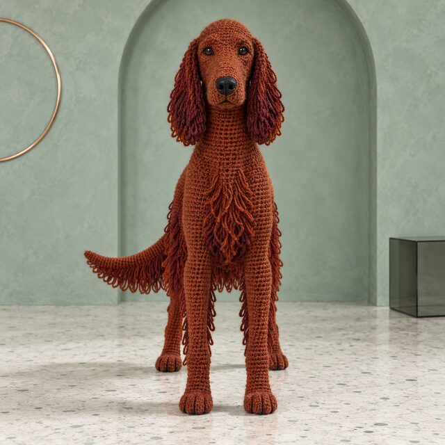Irish Setter Crochet Pattern - Feathered Red Setter Amigurumi PDF