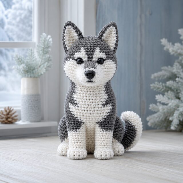 Siberian Husky Crochet Pattern PDF, Realistic Husky Amigurumi Dog, Husky Crochet Tutorial, Digital Download