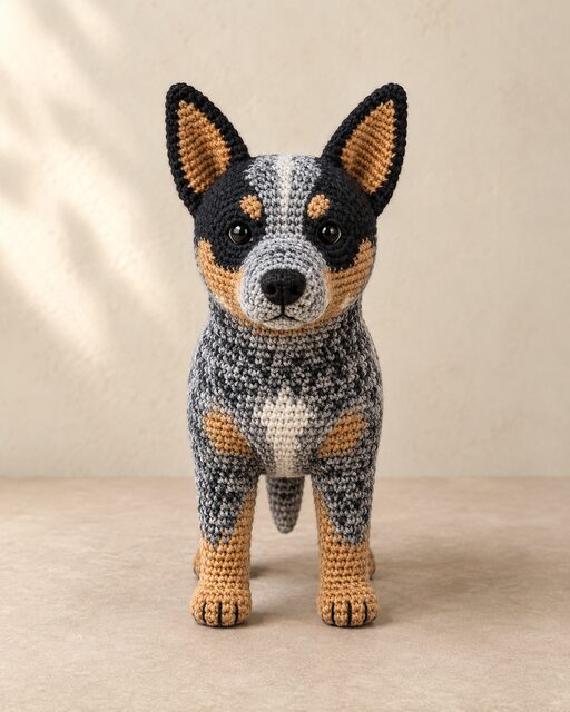 Australian Cattle Dog Crochet Pattern PDF, Blue Heeler Amigurumi Dog Pattern, Realistic Crochet Puppy Digital Download