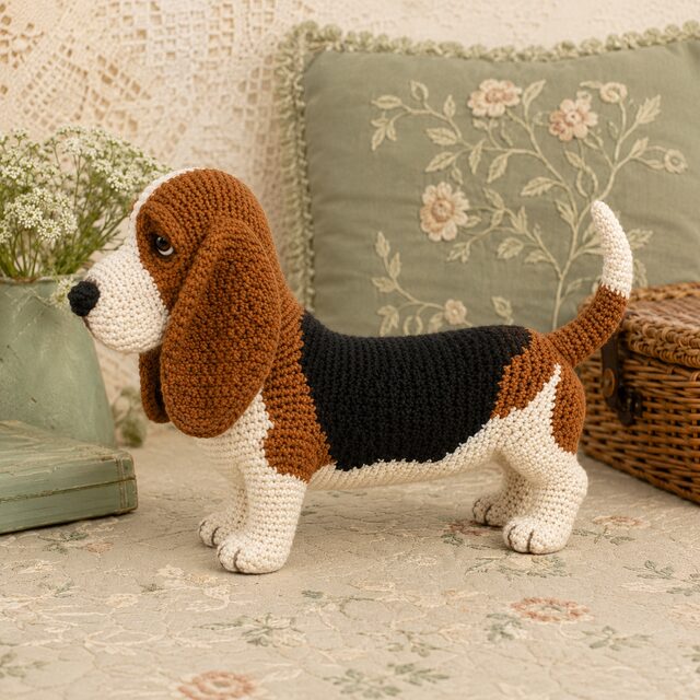 Basset Hound Crochet Pattern PDF | Realistic Tricolor Dog Amigurumi | Digital Download - Image 2