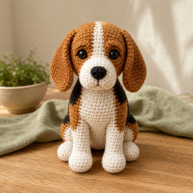 Realistic Beagle Crochet Pattern PDF, Beagle Amigurumi Dog Pattern, Hound Crochet Tutorial, Digital Download